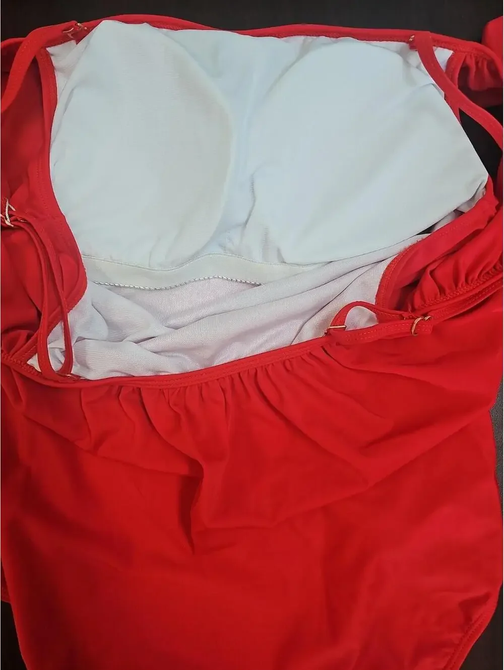 Funnygirl Womens Red Ruffle One Piece Off Shoulder Swimsuit Size L NWT